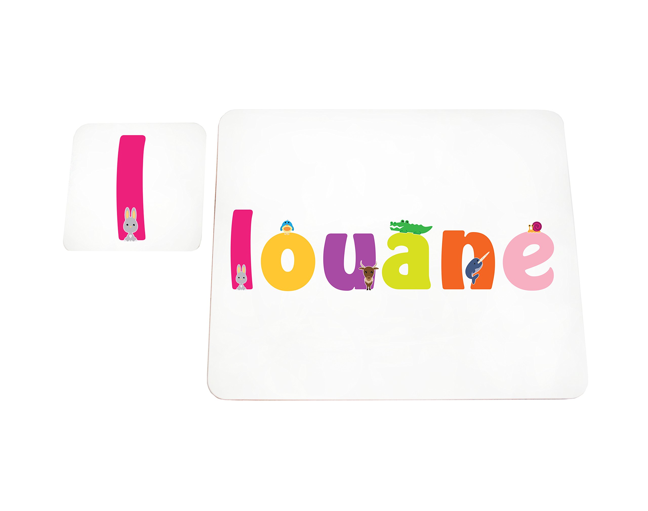 Little Helper Deckchen mit Coaster illustrativen Stil Bunt mit dem Namen Mädchenname Louane