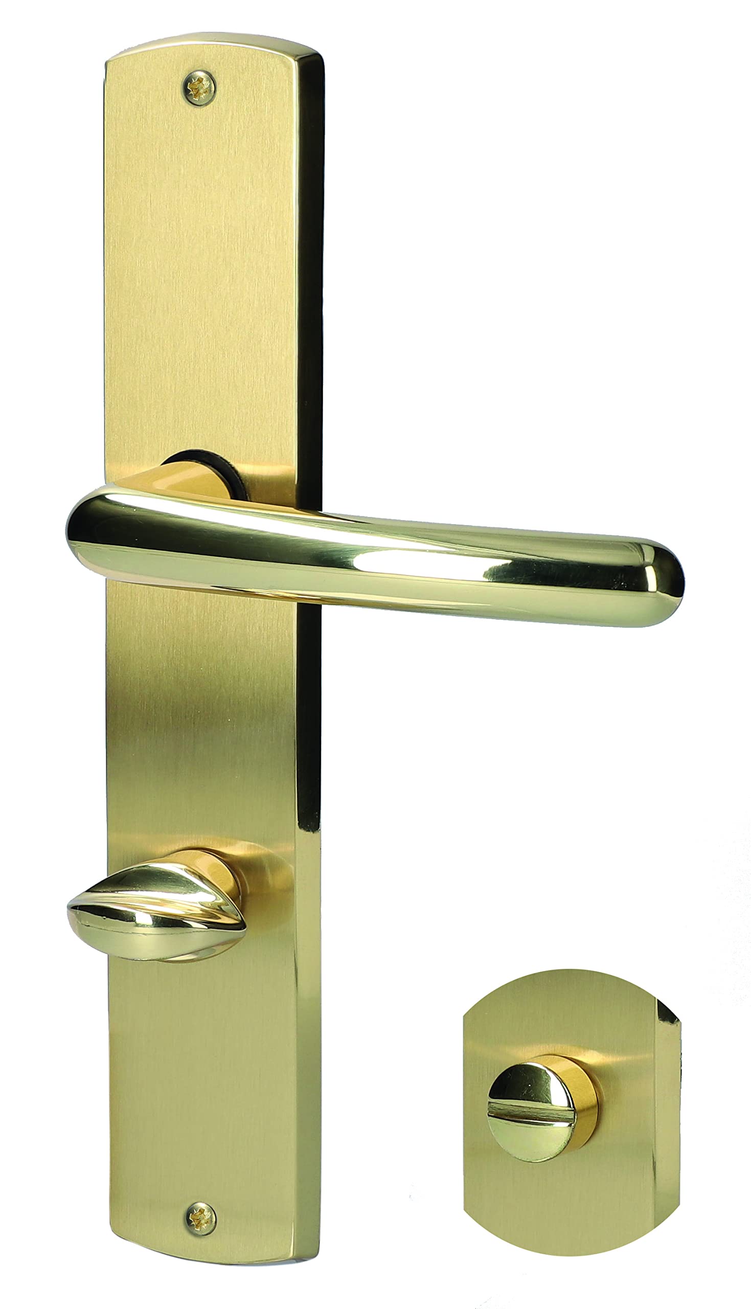 Alpertec Isabella - LS Messing poliert/Messing satiniert für Badtüren WC Drückergarnitur Türdrücker Türbeschläge, 32987843