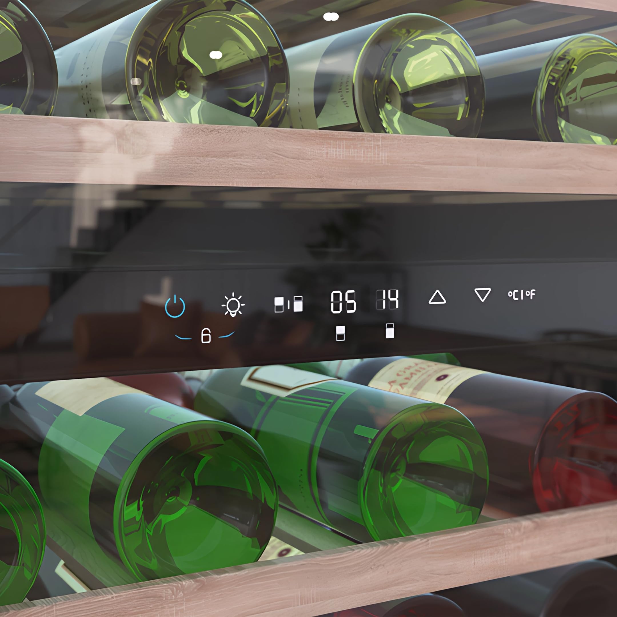 Cecotec Einbau-Weinkühlschrank 57 Flaschen Bolero Grandsommelier Duo 57000 Touch Black. Schwarz mit leiser Kühlung (38 dB) und Touch-LED-Steuerung