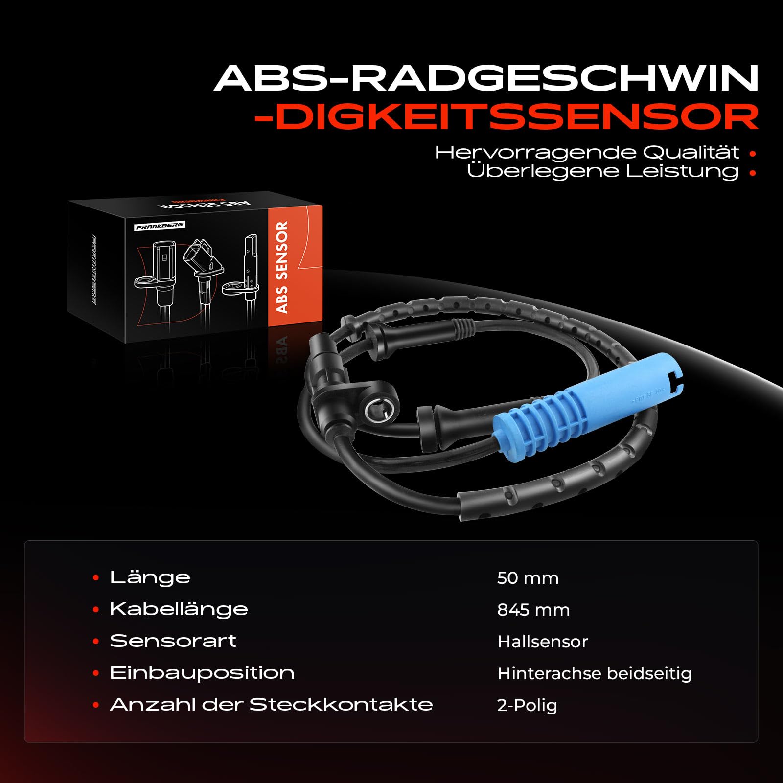 ABS Sensor Raddrehzahl Hinten Links oder Rechts für 5er E39 520 523 525 528 530 535 540 M5 1998-2003 34526756376