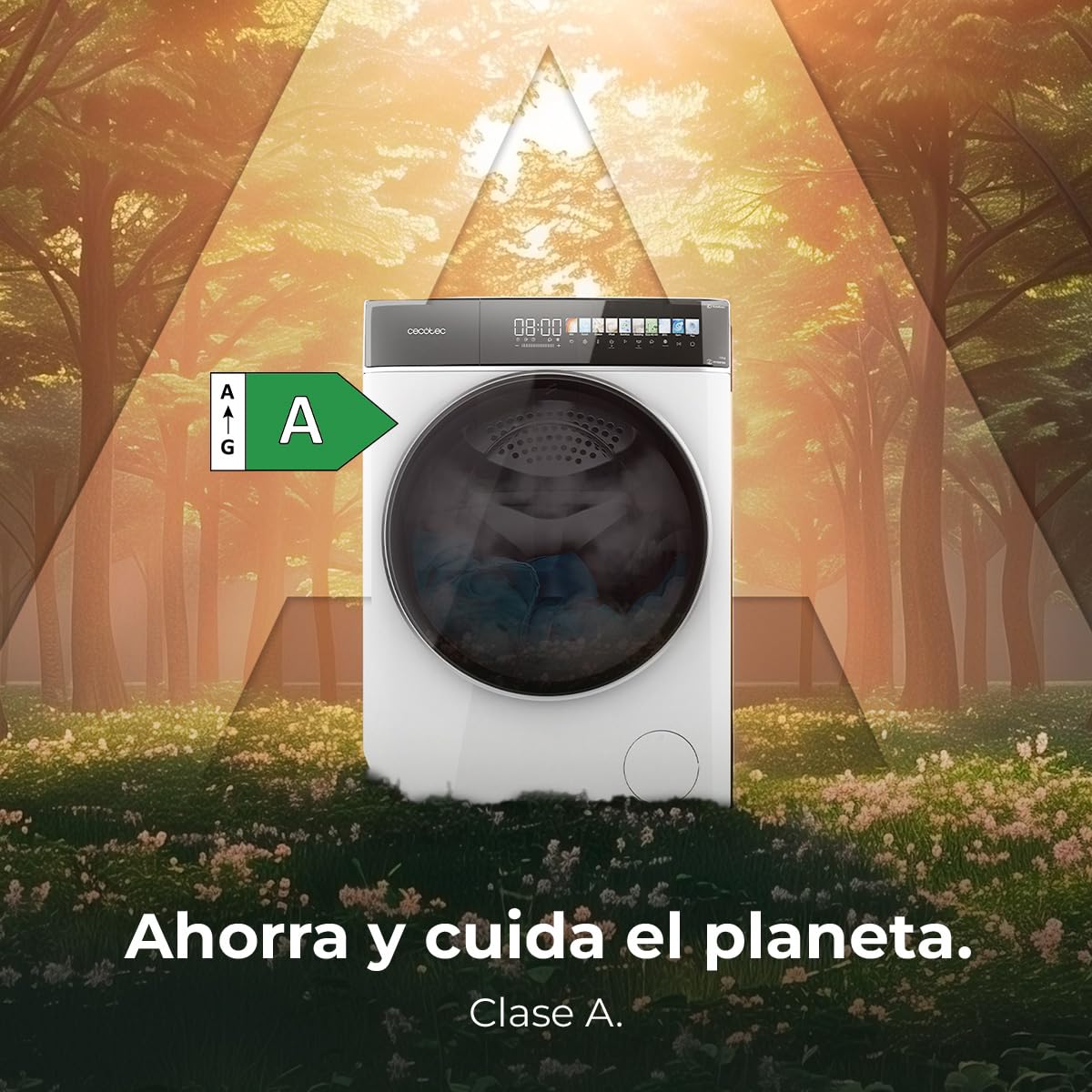 Cecotec Waschmaschine 10kg Frontlader Autodosis Bolero DressCode 10900 Autodose Inverter FullColor A. 1400 U/min, geringer Verbrauch, 10,3"-Bildschirm, 11 Prog, Inverter Plus-Motor, Dampffunktion