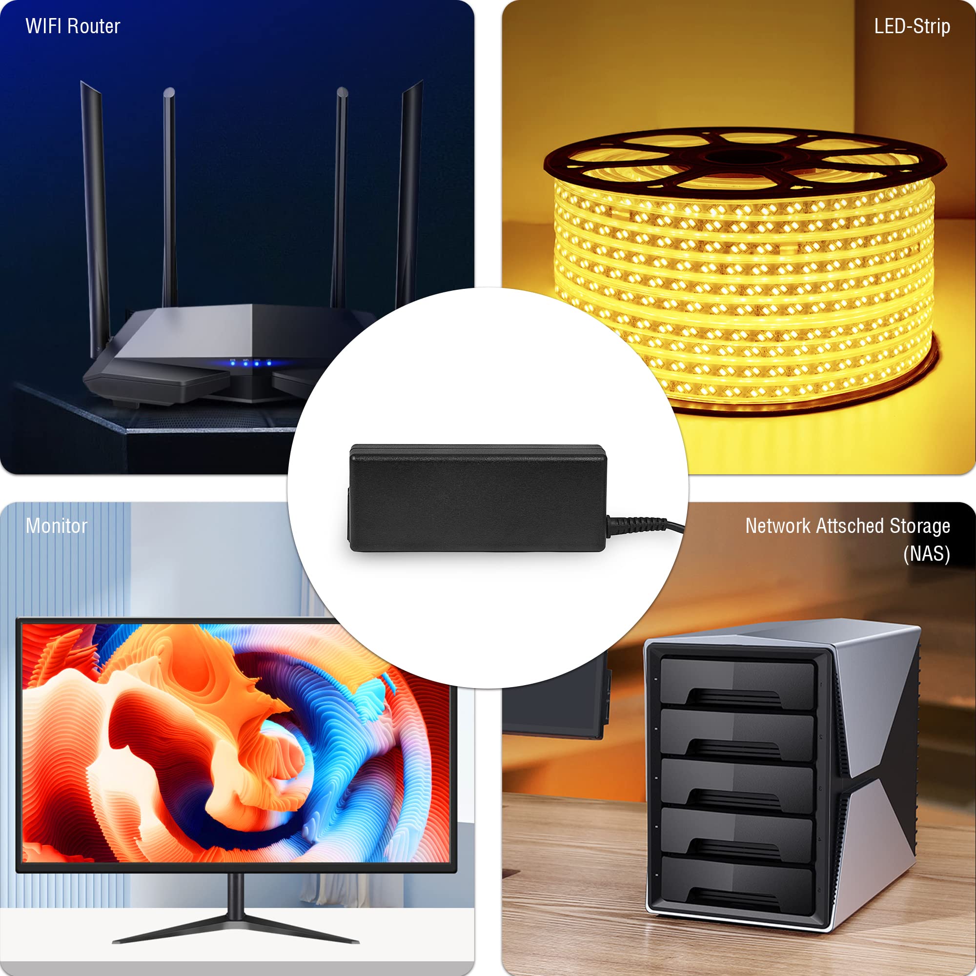 LEICKE Netzteil 24V 3.75A | Ladegerät 90W für MeanWell GS90A24-P1M, LED-Leuchte, Festplatten, Drucker, TFT & LCD Monitor