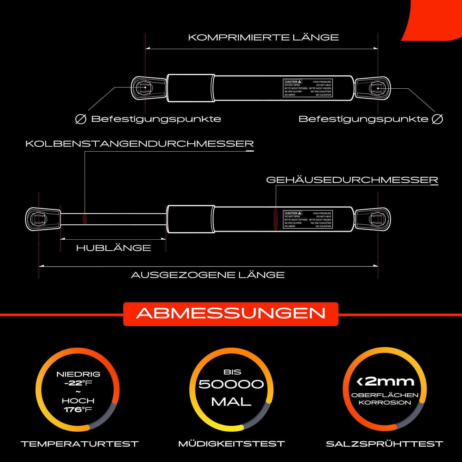 Frankberg 2x Gasfeder Dämpfer Heckklappe Kompatibel mit Multipla 186 MPV Van 1999-2010 207 SW WK Kombi 2007-2014 Replace# 46514867