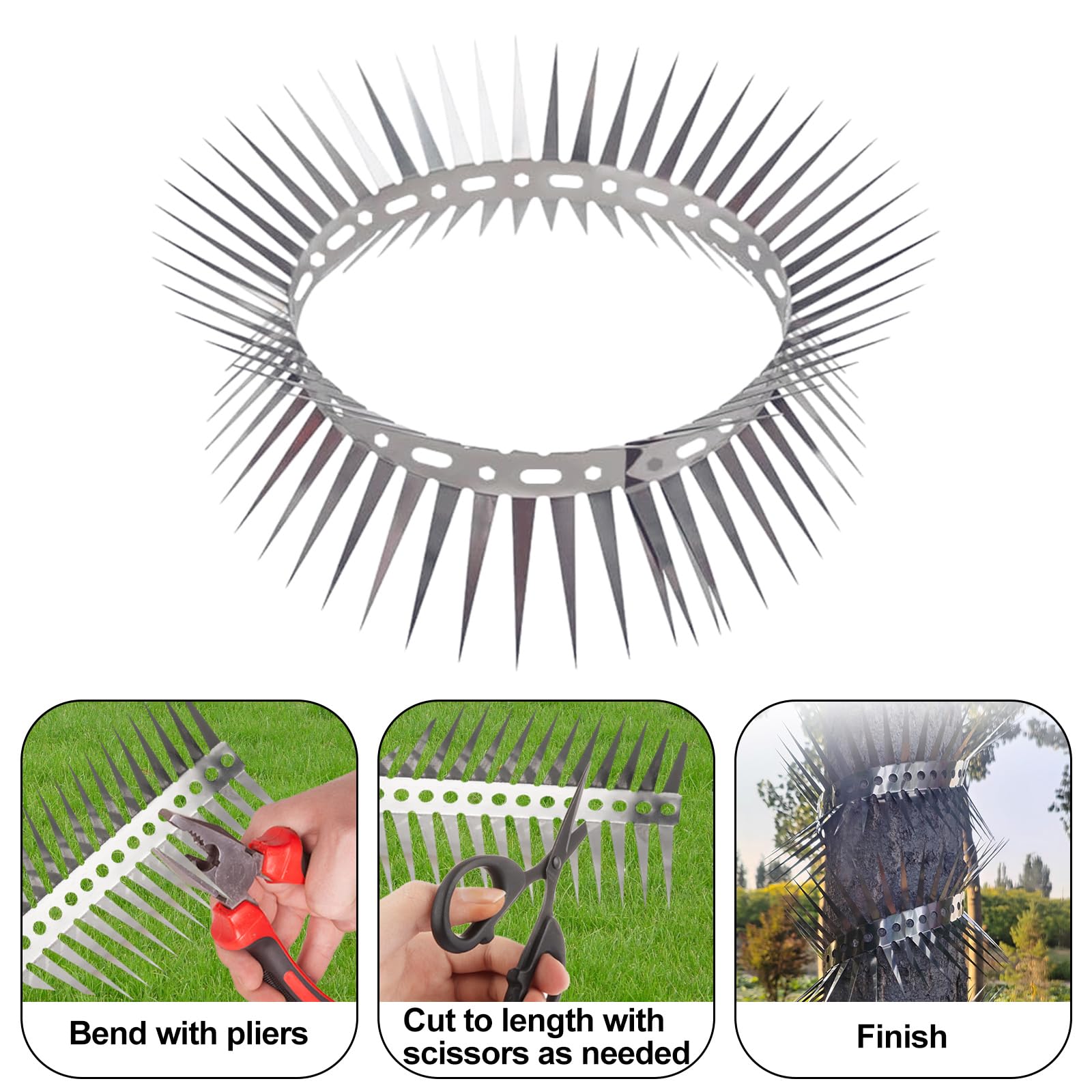 ASelected Marderschutz Fallrohr Waschbär Abwehr Marder Stacheldraht mit Zubehör für Marderabwehr Haus Marderschreck Dachboden Baum Kann Geschnitten Werden (5 x 150 cm)
