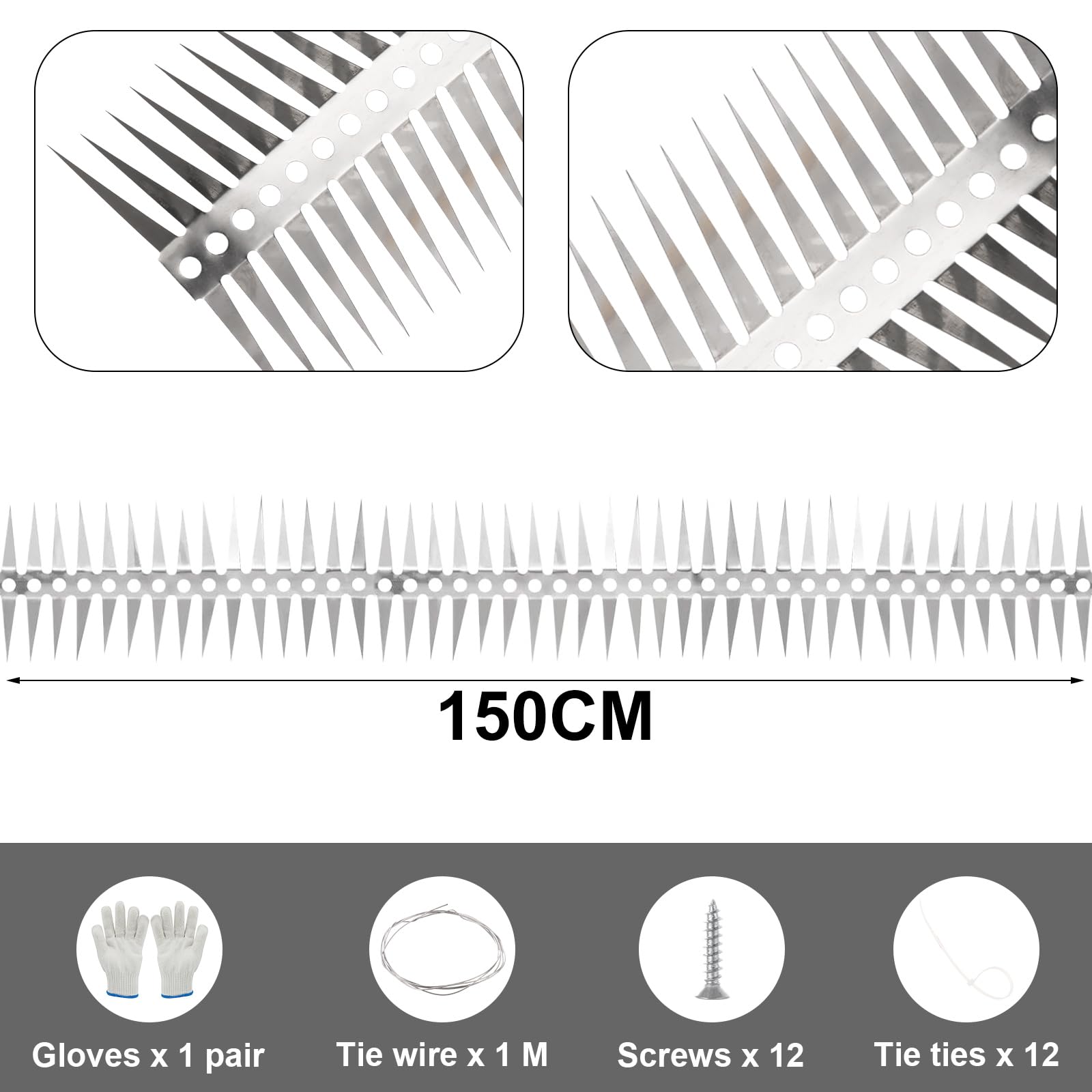 ASelected Marderschutz Fallrohr Waschbär Abwehr Marder Stacheldraht mit Zubehör für Marderabwehr Haus Marderschreck Dachboden Baum Kann Geschnitten Werden (5 x 150 cm)