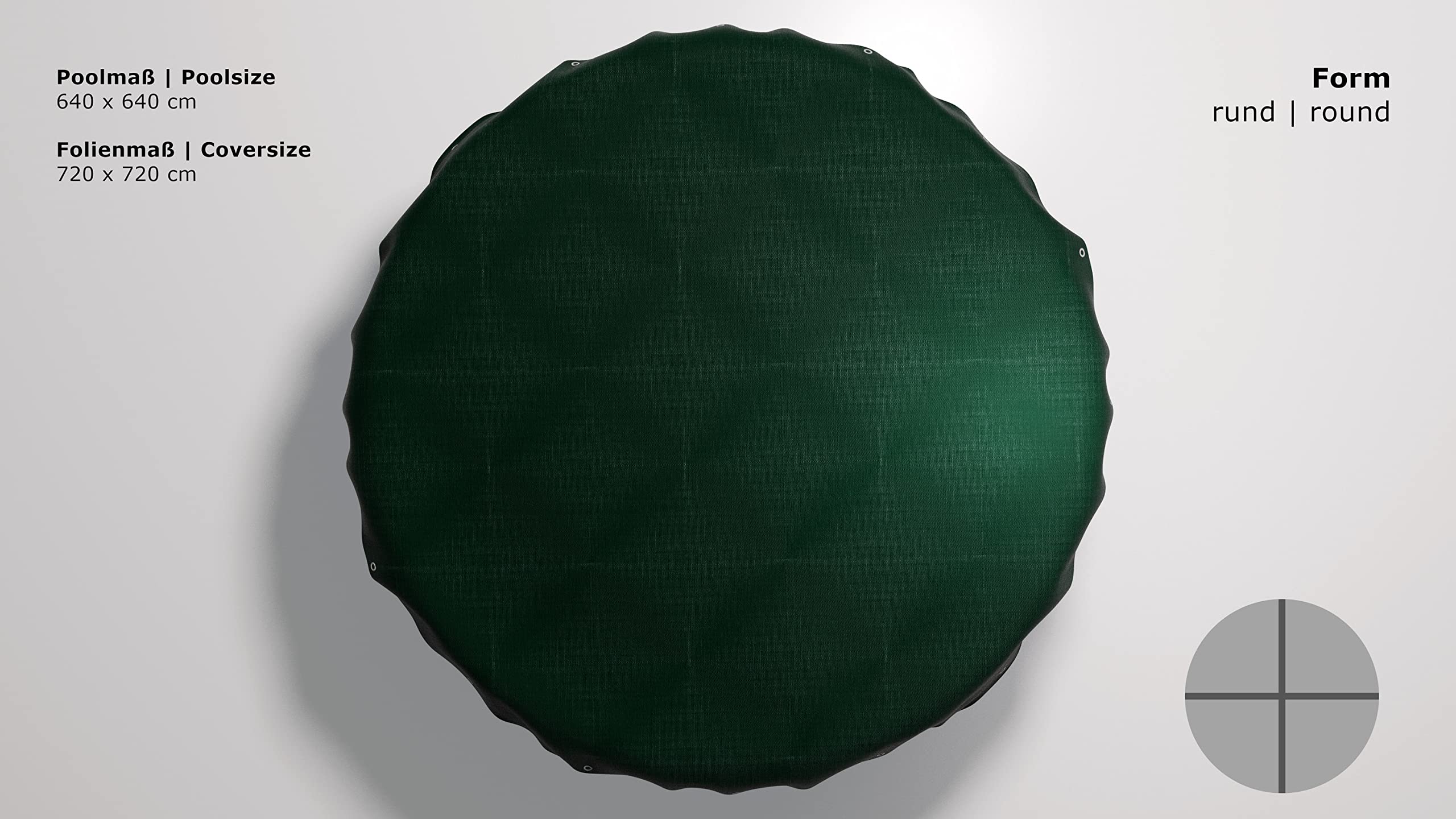 GRASEKAMP Qualität seit 1972 Abdeckplane für Pool rund 640cm Planenmaß 720cm Sommer Winter