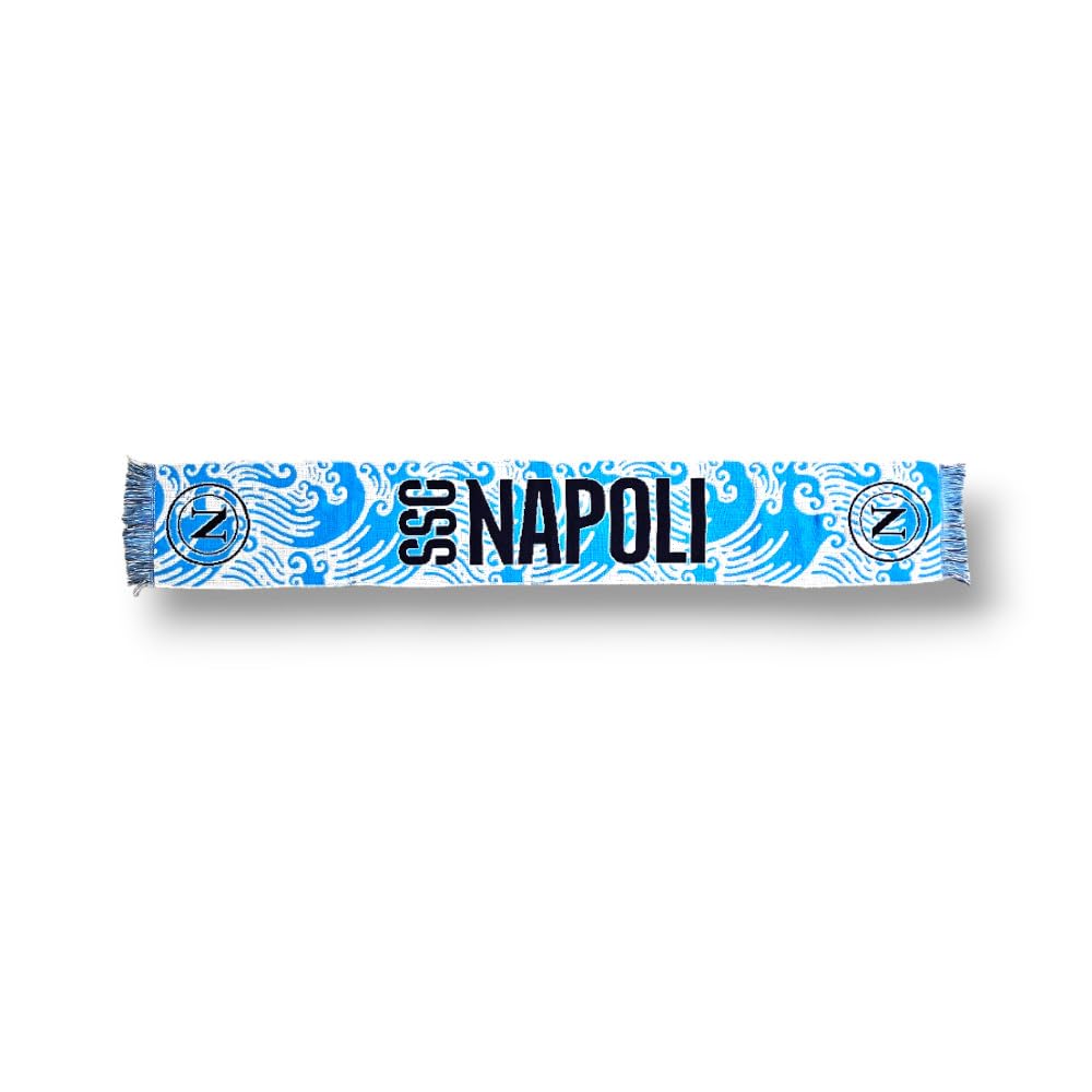 3R Sport SSC Napoli Jacquard-Schal, offizielles Produkt, 100% Acryl, Hellblau, Weiß, Blau