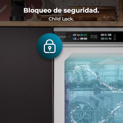 Cecotec Geschirrspüler 60 cm - Freistehend Bolero Aguazero 6210 D. 15 Bestecke, energieeffizient, XXL Fullcolor Display, drittes Fach, 14 Programme, Dual Zone Wash, verstellbares Fach, Weiß