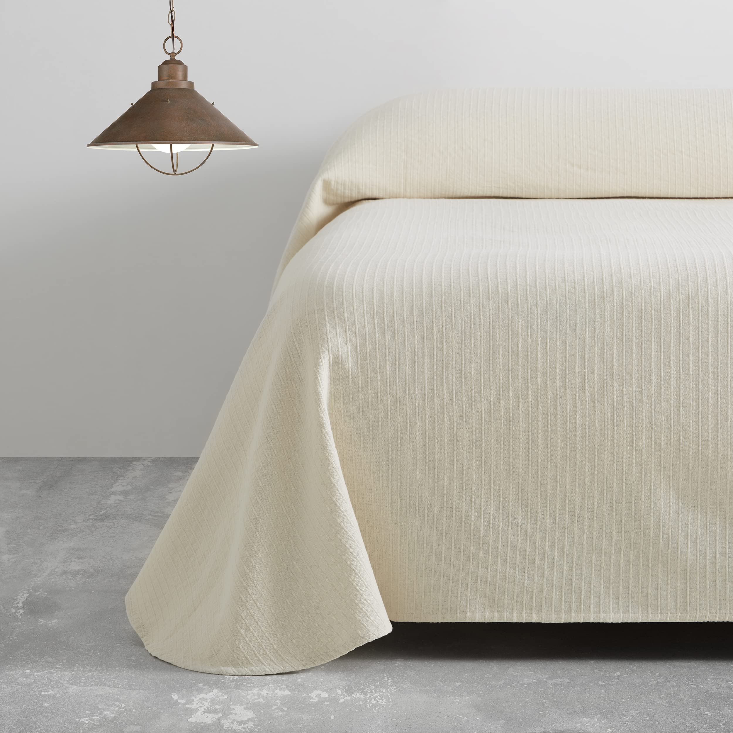 Colcha/Cubrecama de algodón reciclado Bali color Crema para cama de 135/140 cm.