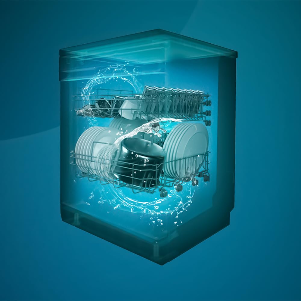 Cecotec Geschirrspüler 60 cm - Freistehend Bolero Aguazero 6210 D. 15 Bestecke, energieeffizient, XXL Fullcolor Display, drittes Fach, 14 Programme, Dual Zone Wash, verstellbares Fach, Weiß