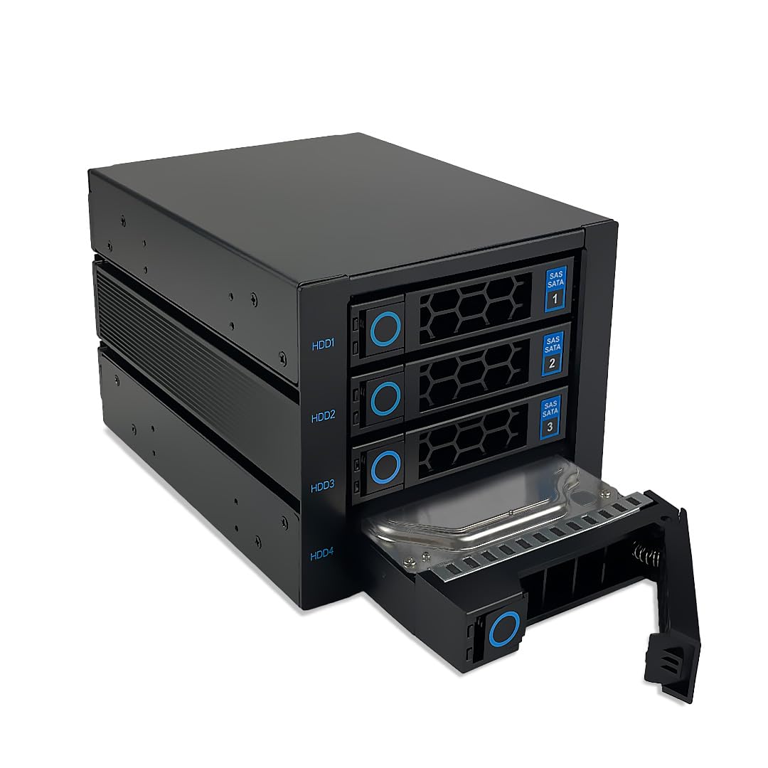 FANTEC WR-C3141-12G/6G SAS/SATA 12G/6G Backplane Gehäuse für 4× 3,5"/2,5" HDD/SSD auf Einschubträger in einem 3X 5,25" Modul