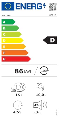 Cecotec Geschirrspüler 60 cm - Freistehend Bolero Aguazero 6210 D. 15 Bestecke, energieeffizient, XXL Fullcolor Display, drittes Fach, 14 Programme, Dual Zone Wash, verstellbares Fach, Weiß