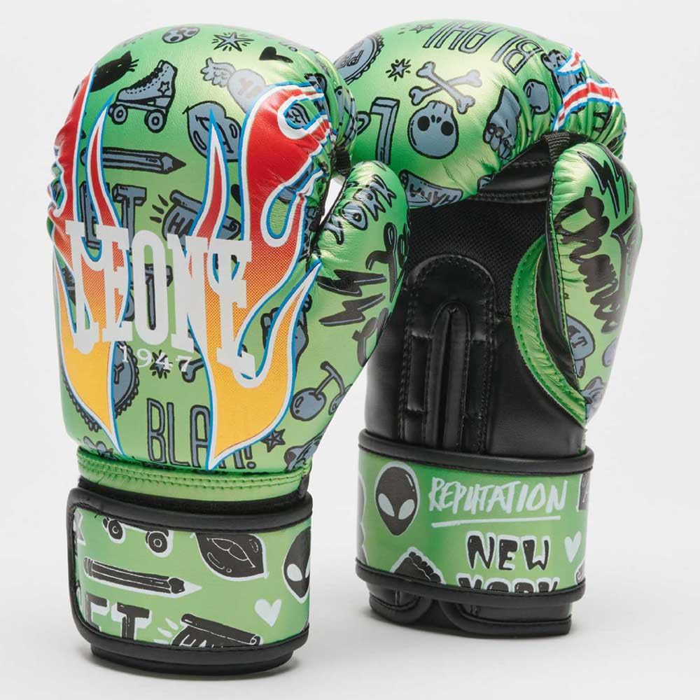 LEONE 1947, Boxhandschuhe Flames 6 OZ Grün