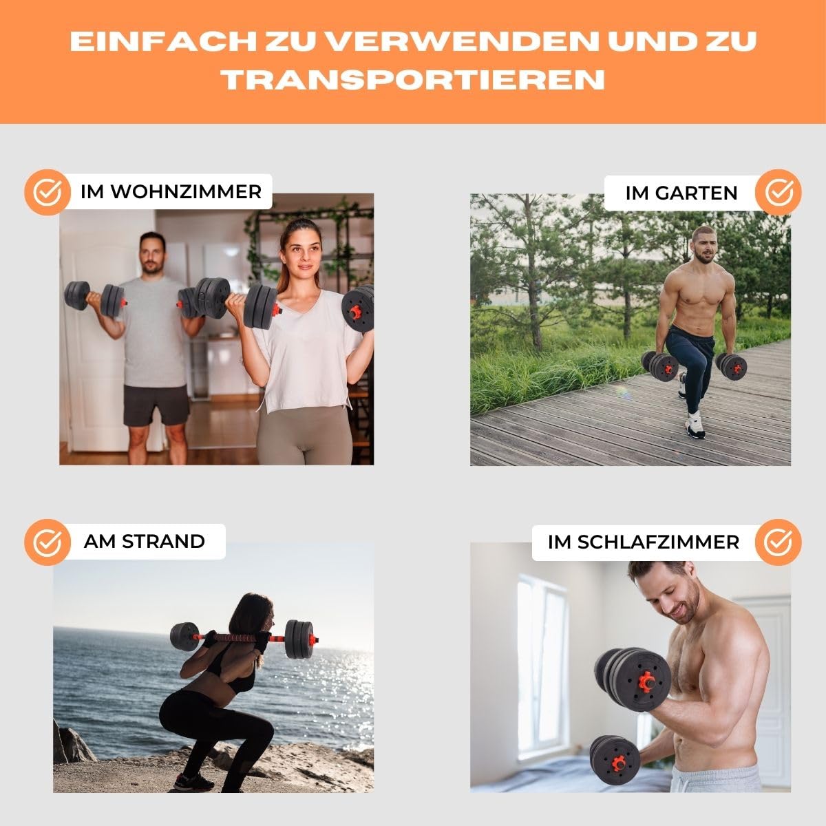 Mobiclinic® fitness, Hantelset verstellbar, 2 in 1, Extenfit, Gewicht von 2-20 kg, Enthält hanteln und gepolsterte verlängerungsstange, Rutschfeste muttern, Robuster stahl, Heim-fitnessstudio