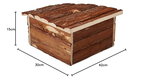 Croci Wood Eckhaus - Haus für Nagetiere und Meerschweinchen, Eckunterstand aus Holz, Zubehör für Hamster und Mäuse, 42 x 15 x 30 cm