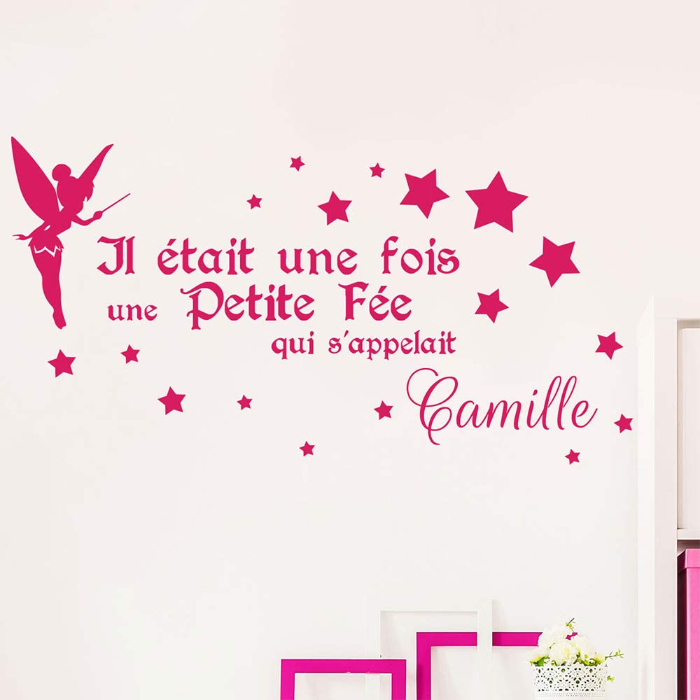 Ambiance Sticker Personalisierte Vornamensaufkleber | Aufkleber Es war EIN Mund, Wanddekoration Kinderzimmer | 2 Bögen mit 20 x 40 cm und 40 x 25 cm | Fuchsia