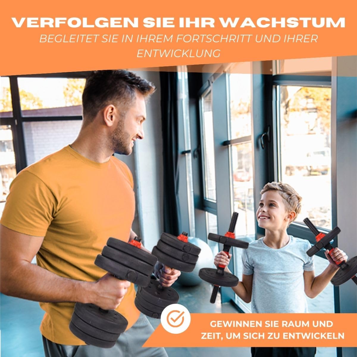 Mobiclinic® fitness, Hantelset verstellbar, 2 in 1, Extenfit, Gewicht von 2-20 kg, Enthält hanteln und gepolsterte verlängerungsstange, Rutschfeste muttern, Robuster stahl, Heim-fitnessstudio