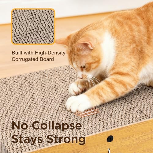 Gimars 100x30x30 cm Kratzbrett Katzen mit Spielball,Tunnel, Kratzpappe für Katzen groß XXL Katzenhaus Pappe, Kratzmöbel als Möbelschutz Indoor