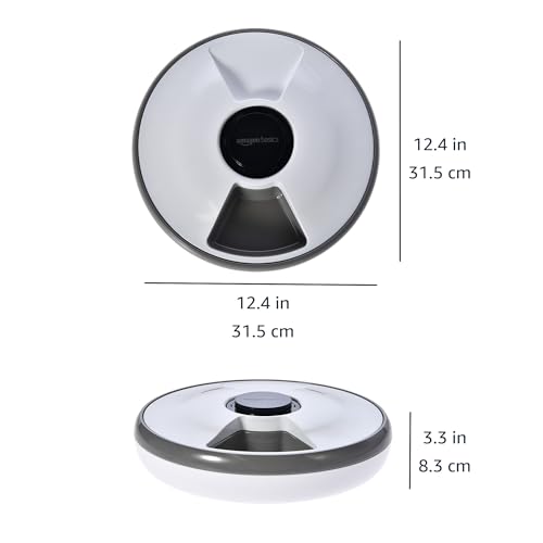 Amazon Basics - Automatischer Futterspender mit Kühlpack, 31.5 x 31.5 x 8.3 cm, weiß