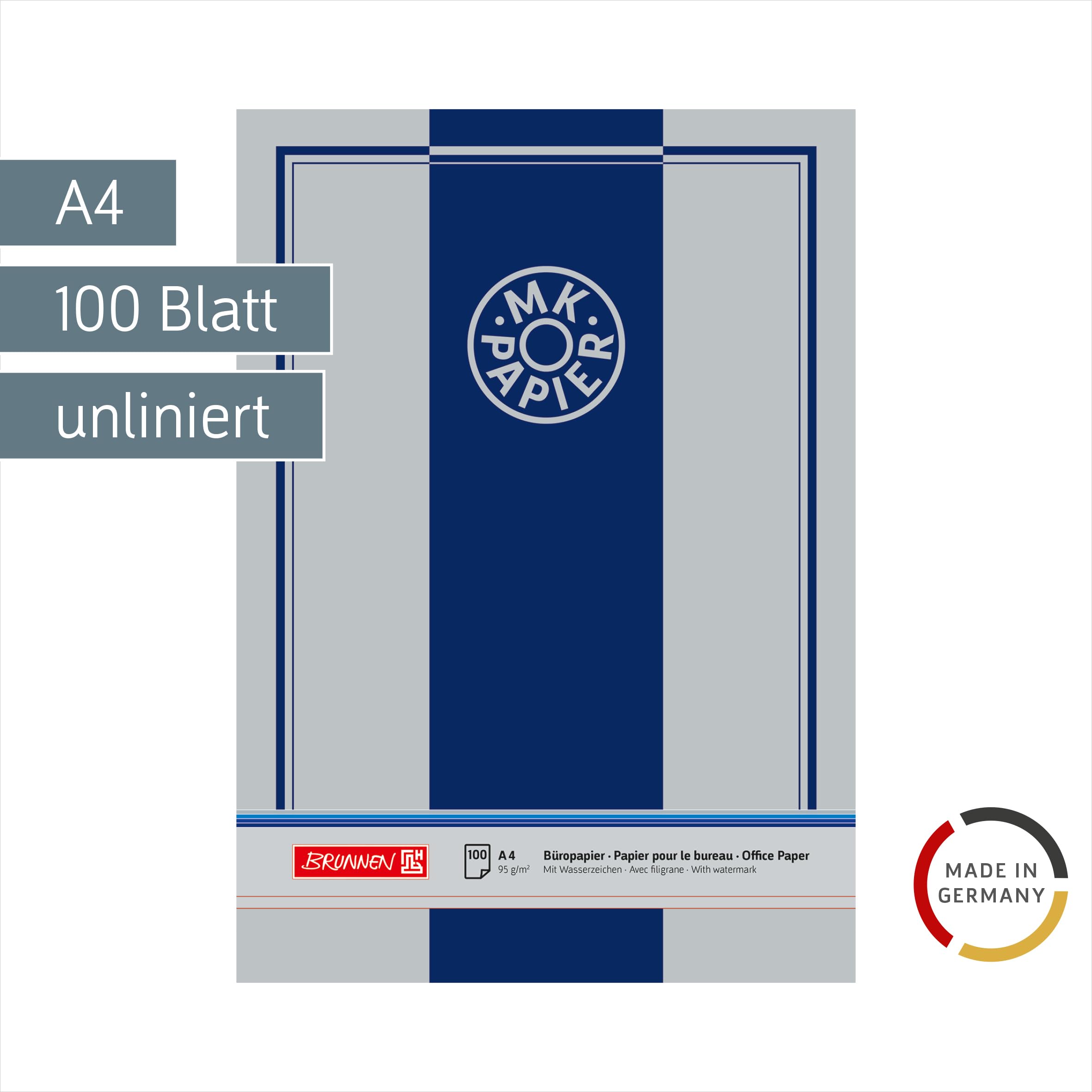 Brunnen 1032219 Schreibmaschinen-Durchschlagpapier, A4, 95 g/qm, 100 Blatt, hochweiß