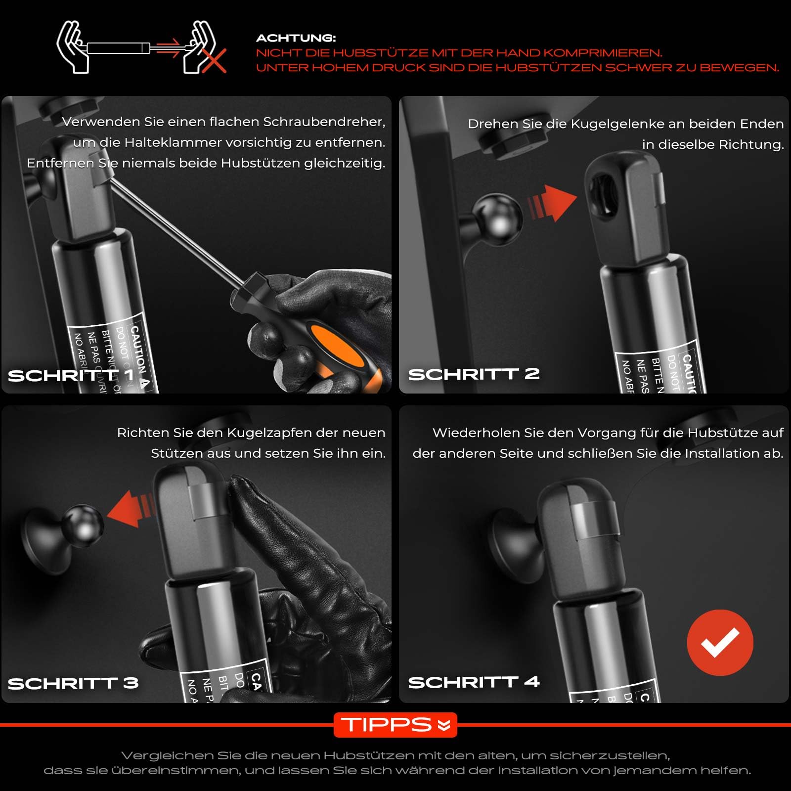 Frankberg 2x Gasfeder Dämpfer Heckklappe Kompatibel mit T.o.u.r.a.n 1T3 MPV 2010-2015 T.o.u.r.a.n Van 1T3 MPV 2010-2015 Replace# 1T0827550H