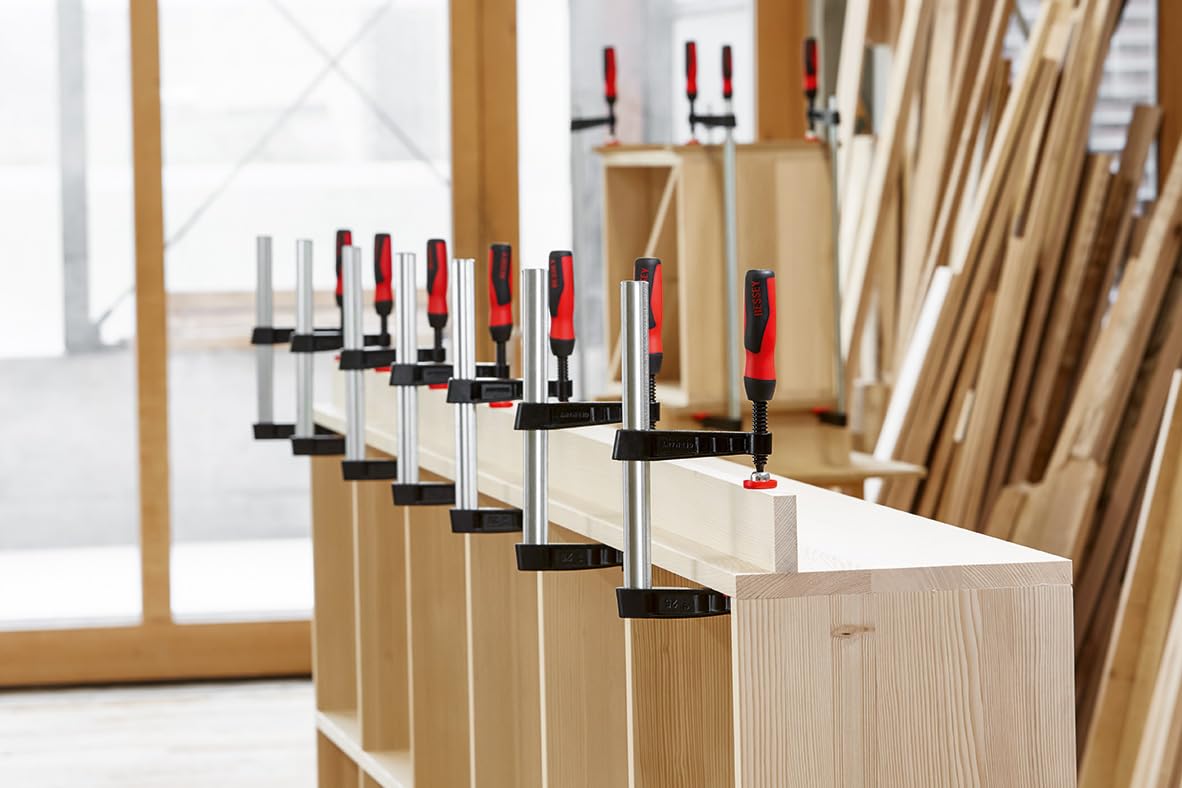 BESSEY Temperguss-Schraubzwinge TG50S17-2K, Spannweite 500 mm Ausladung 175 mm, Stabile Hohlprofilschiene mit Riffelung, Gewicht 2,29 Kg