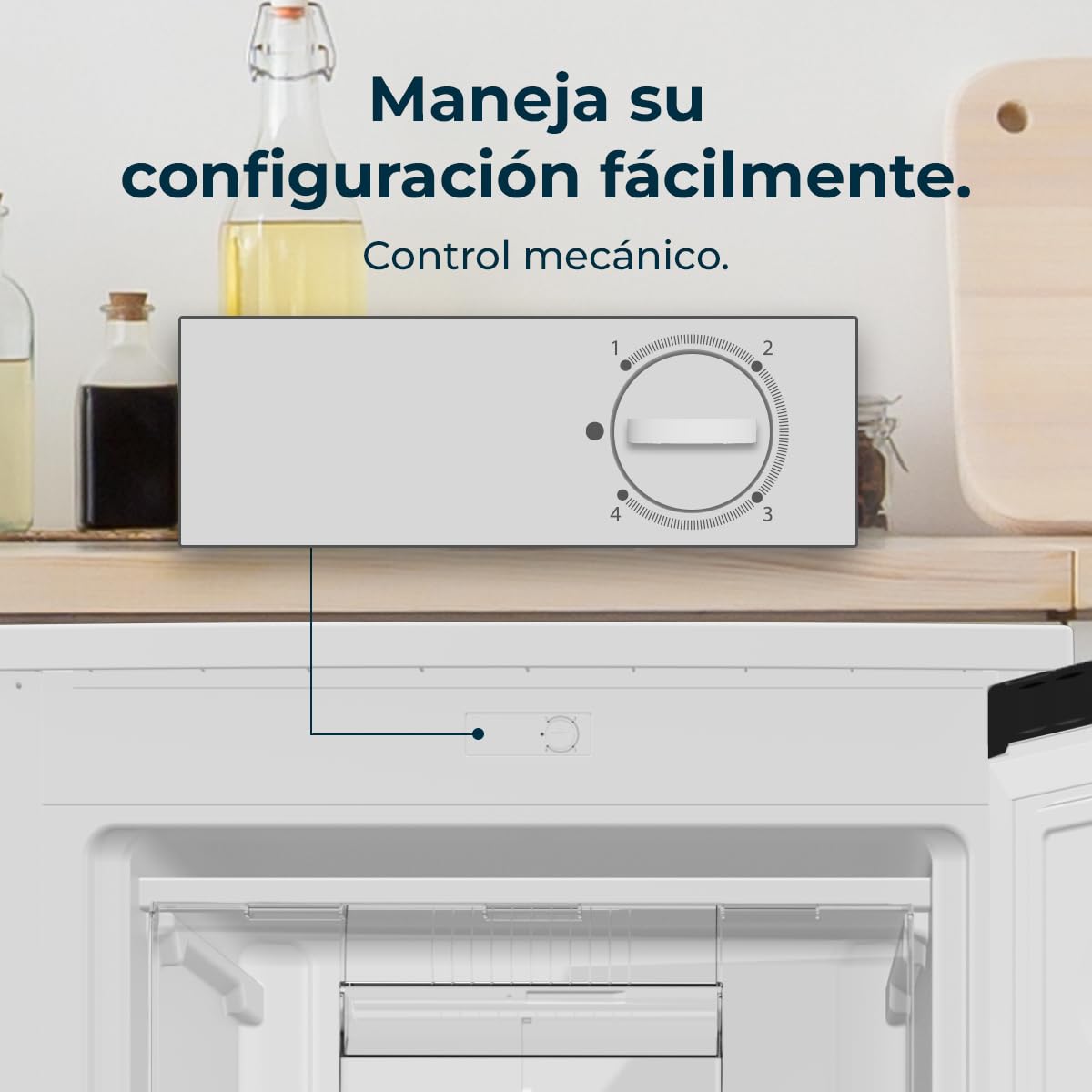 Cecotec Tisch-Gefrierschrank 85L Bolero CoolMarket TF 85 White E: Höhe 84,5cm, Breite 54,9cm, niedriger Verbrauch, 3 Schubladen zur Aufbewahrung von Lebensmitteln, weiß