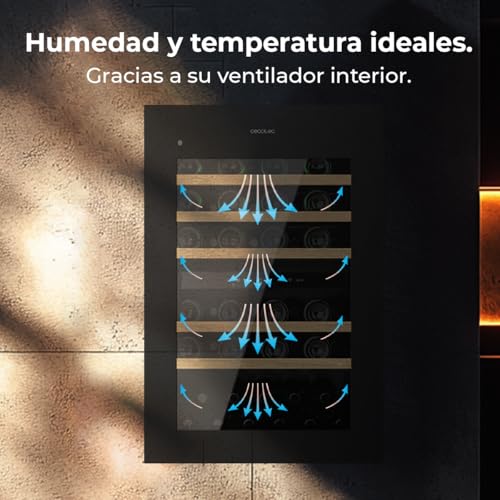 Cecotec Einbau-Weinkühlschrank 57 Flaschen Bolero Grandsommelier Duo 57000 Touch Black. Schwarz mit leiser Kühlung (38 dB) und Touch-LED-Steuerung