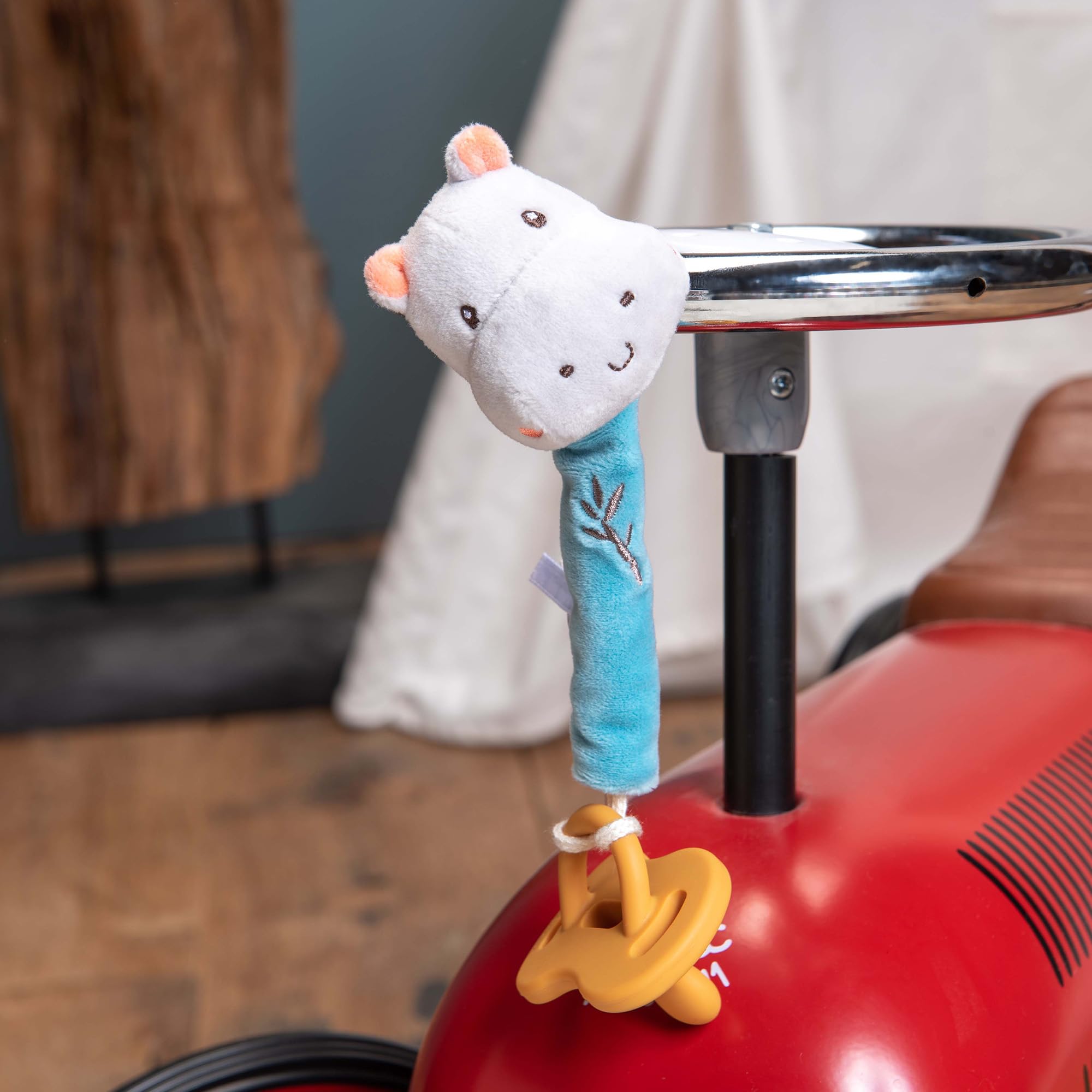 GIPSY Toys – Plüschtier – Schnullerhalter – Serie "Bamboo" – 13 cm S/Karte – Blau und Grau – 1. Alter