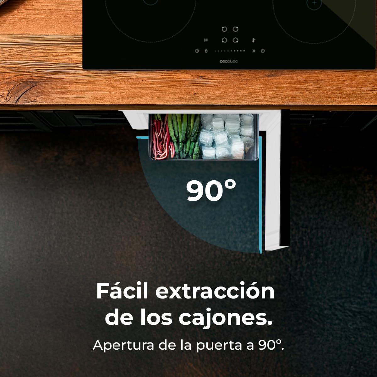 Cecotec Tisch-Gefrierschrank 85L Bolero CoolMarket TF 85 White E: Höhe 84,5cm, Breite 54,9cm, niedriger Verbrauch, 3 Schubladen zur Aufbewahrung von Lebensmitteln, weiß