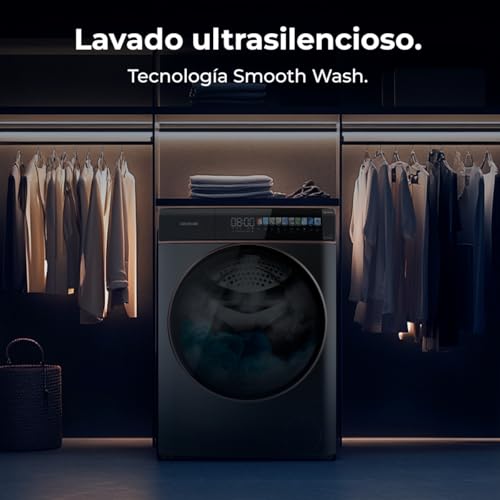 Cecotec Waschmaschine 10kg Frontlader Bolero DressCode 10900 Autodose Inverter FullColor Steel A. 1400 U/min, geringer Verbrauch, 10,3"-Bildschirm, 11 Prog, Inverter Plus-Motor, Dampffunktion