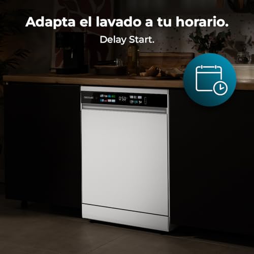 Cecotec Geschirrspüler 60 cm - Freistehend Bolero Aguazero 6210 D. 15 Bestecke, energieeffizient, XXL Fullcolor Display, drittes Fach, 14 Programme, Dual Zone Wash, verstellbares Fach, Weiß