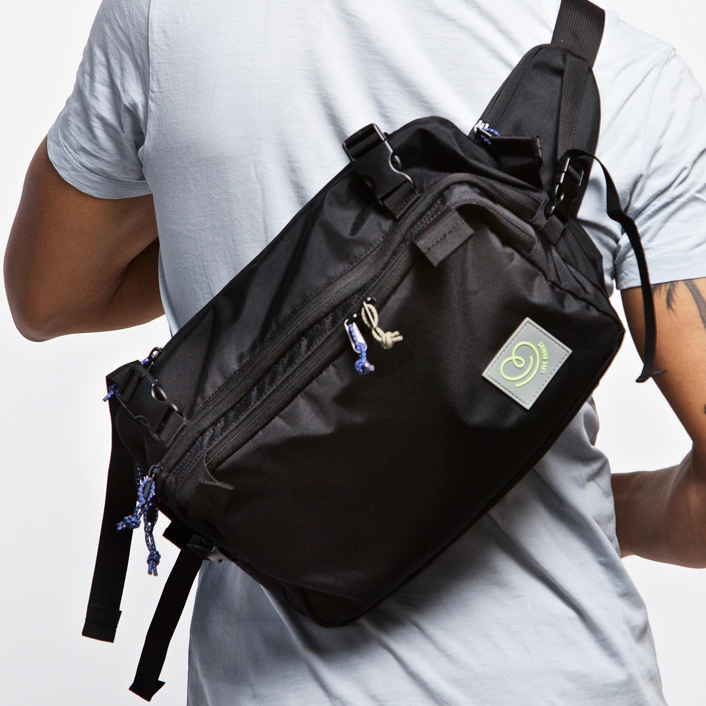 CaravanBag Pack Ultimate – Schwarz | Wickeltasche – Babytrage Hüftgurt – Kinderwagen- und Babytrage – Multifunktional mit 6 Positionen – wasserdichte und abnehmbare Tasche