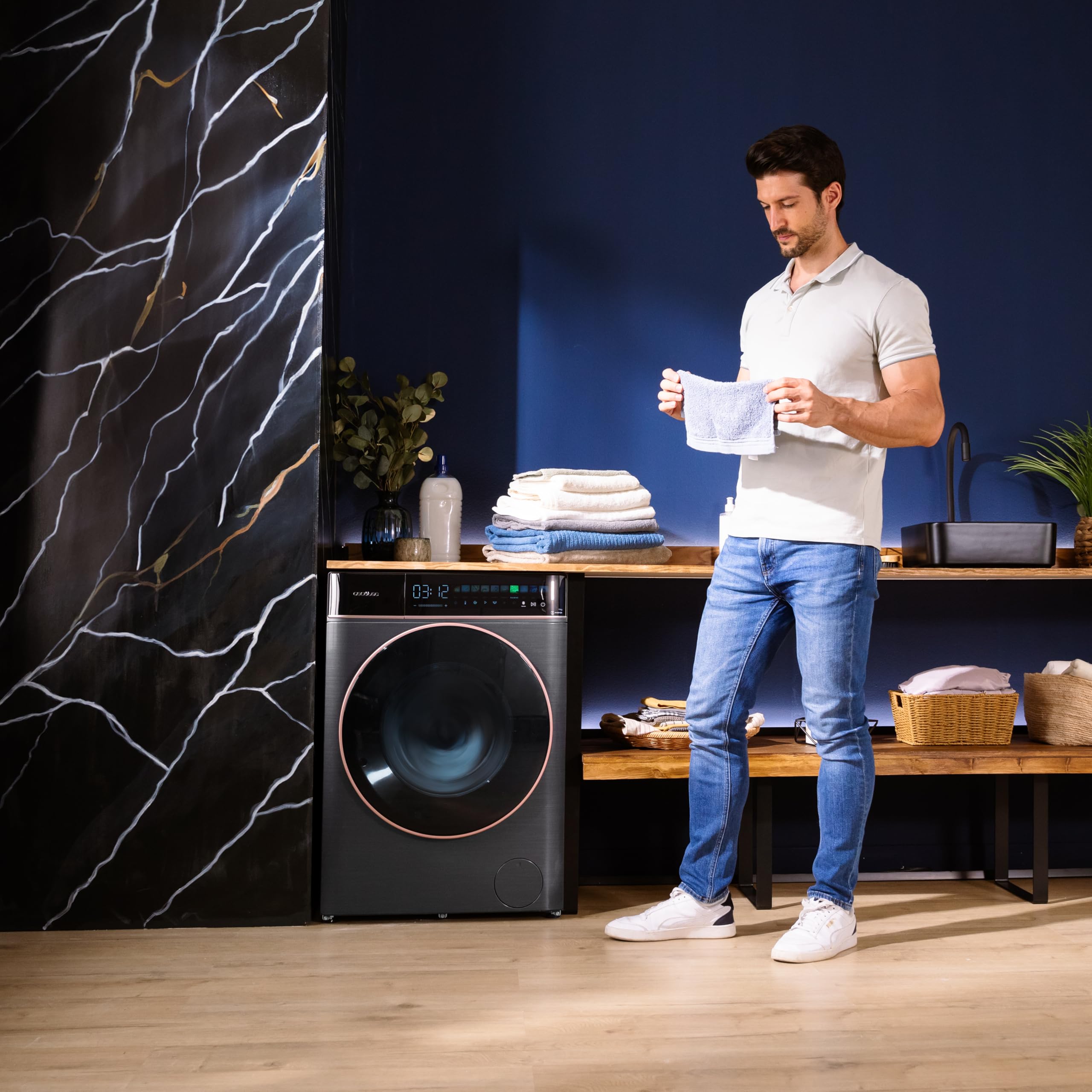 Cecotec Waschmaschine 10kg Frontlader Bolero DressCode 10900 Autodose Inverter FullColor Steel A. 1400 U/min, geringer Verbrauch, 10,3"-Bildschirm, 11 Prog, Inverter Plus-Motor, Dampffunktion