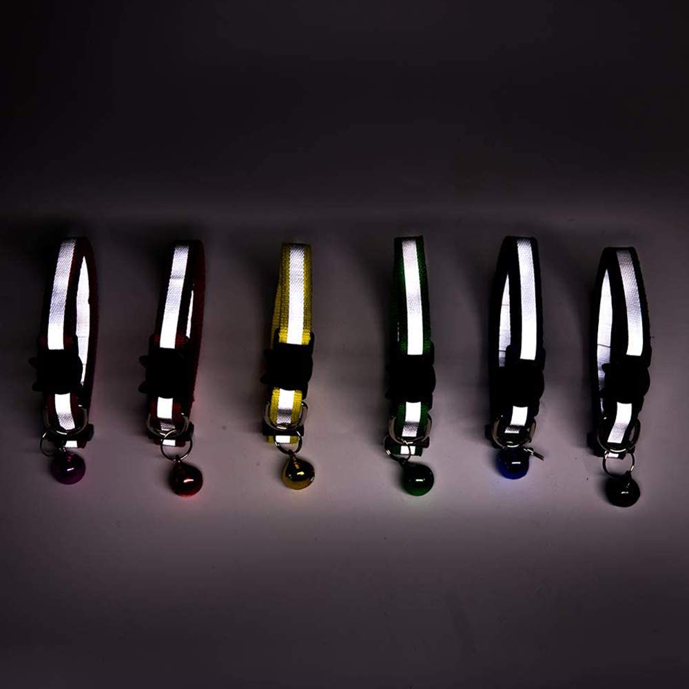 Dr.JIEER 6-teiliges Halsband für Katzen, verstellbar, reflektierend, mit Glöckchen und Sicherheitsschnalle, geeignet für die meisten Katzen, 6 Stück