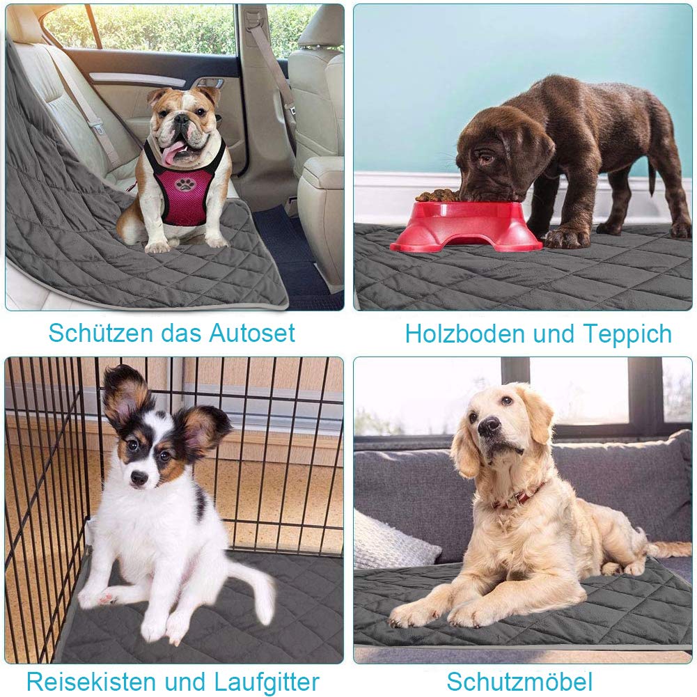 Hundedecke Warm rutschfest Waschbar Weich Haustiermatte (Grau, L)