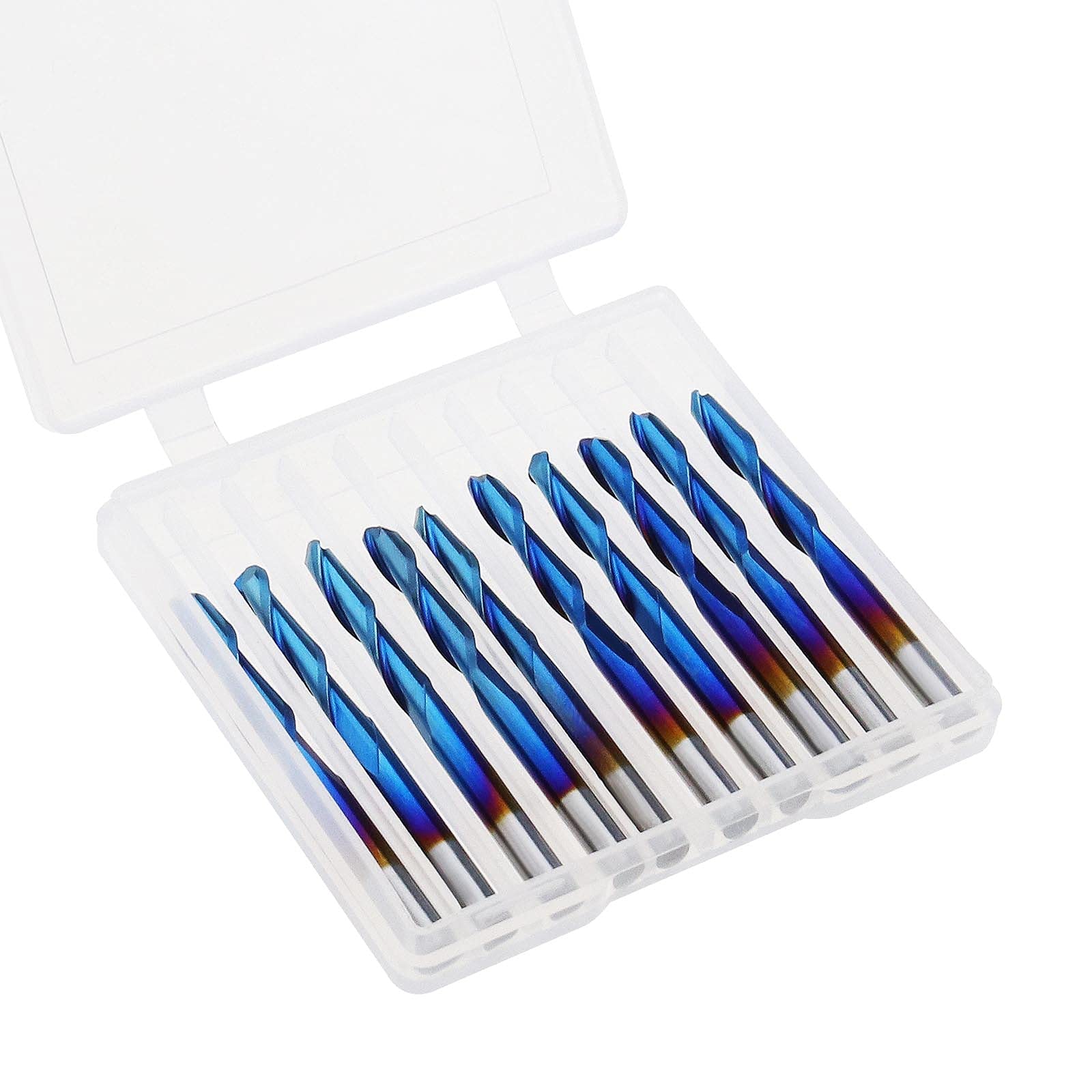 Be In Your Mind 10 Stück 1/8 Zoll Kugelkopf Schaftfräser CNC-Fräser 3,175 mm Schaft Spirale Upcut Design Wolframkarbid Nano Blau Beschichtung