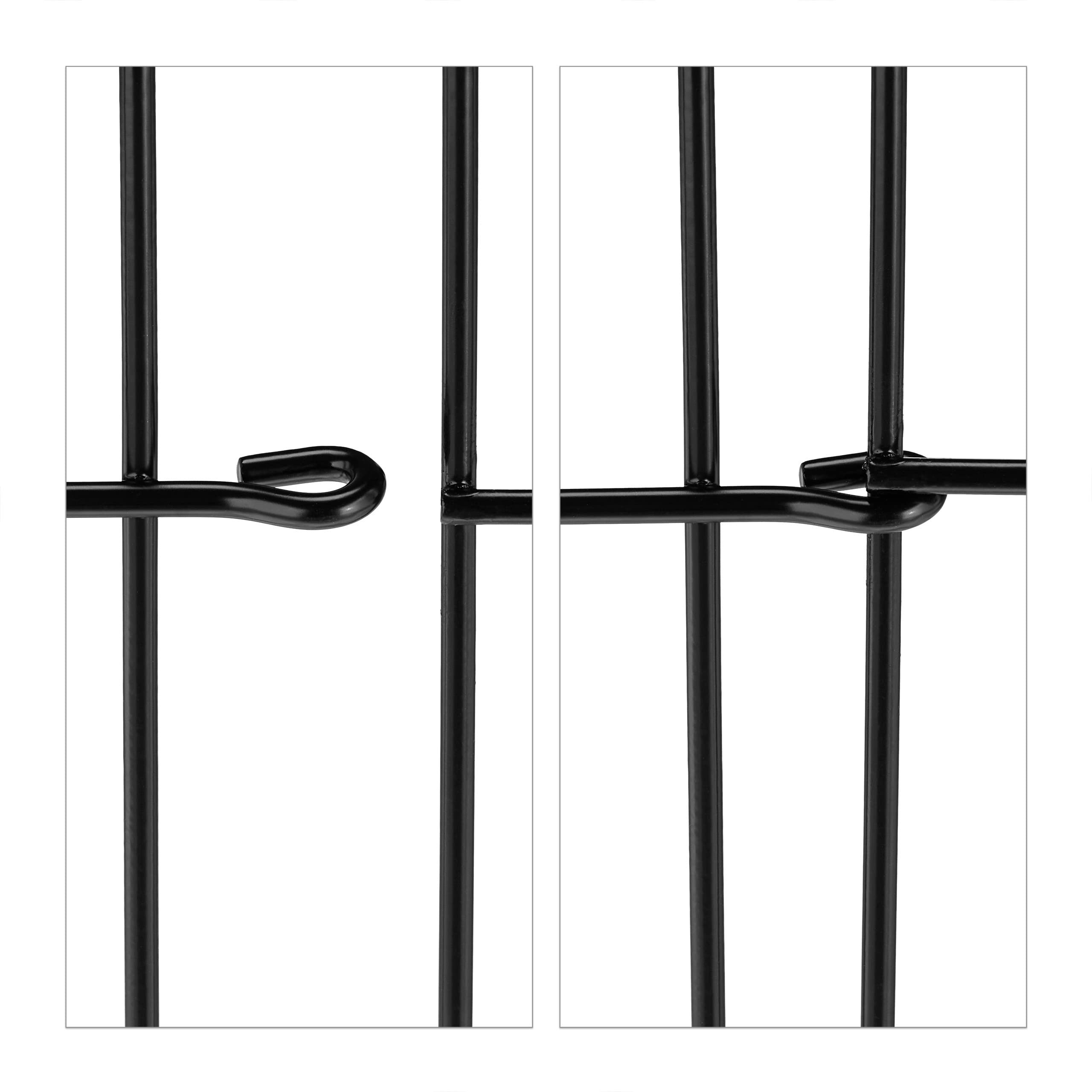 Relaxdays Beetzaun Metall, HxB je 29,5x43,5 cm, Garten Beeteinfassung zum Stecken, 4 Zaunelemente, Bogen-Optik, schwarz