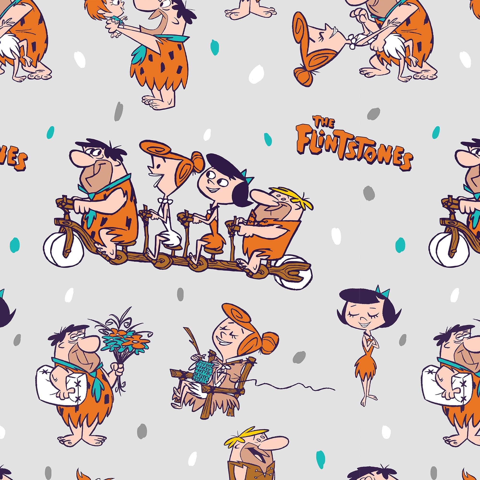 BELUM | Bettbezug Looney Tunes | Modell The Flintstones | Bettbezug mit Knöpfen | Bettbezug aus 100% Baumwolle | Bettbezug (105 cm Bett (180 x 240 cm)