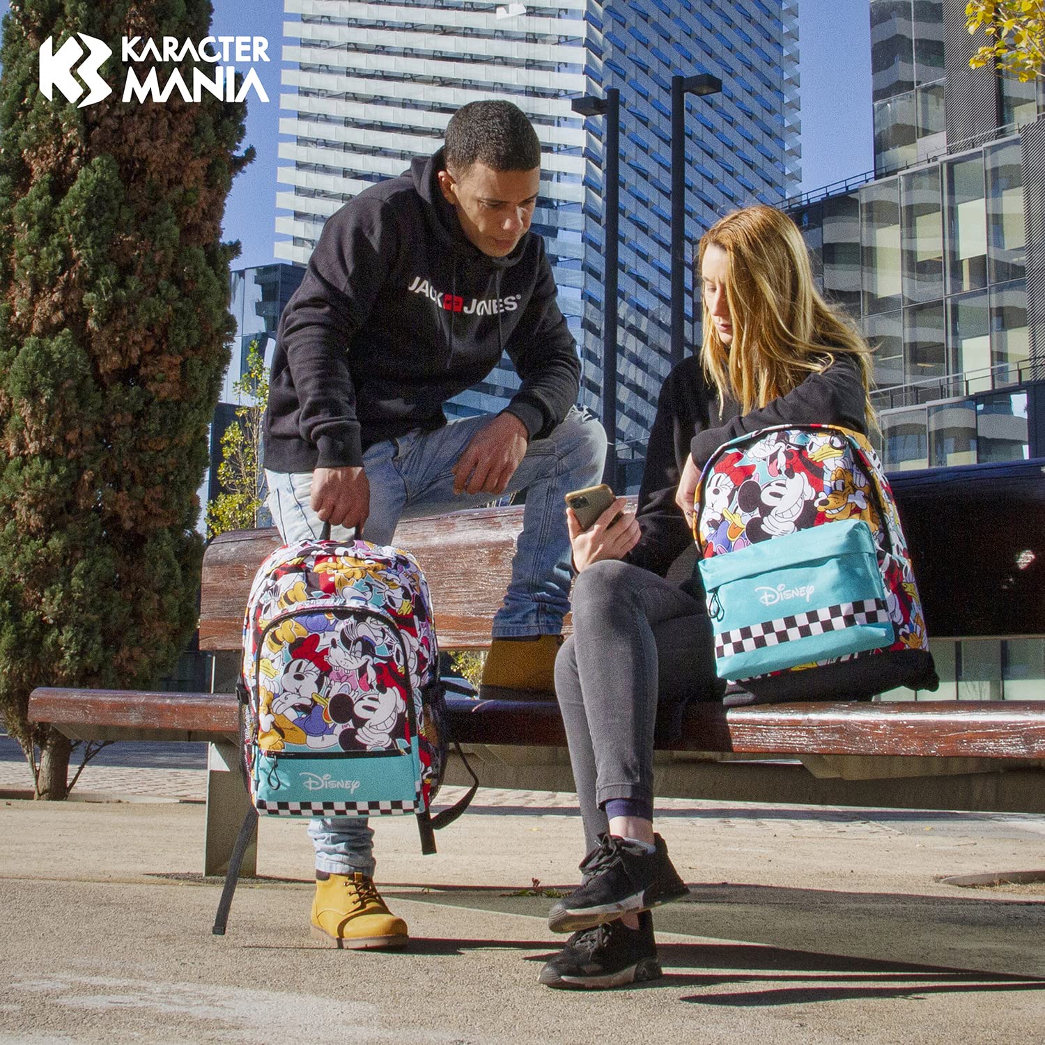 Disney Micky Maus Squares-Fan HS Rucksack 2.0, Blau