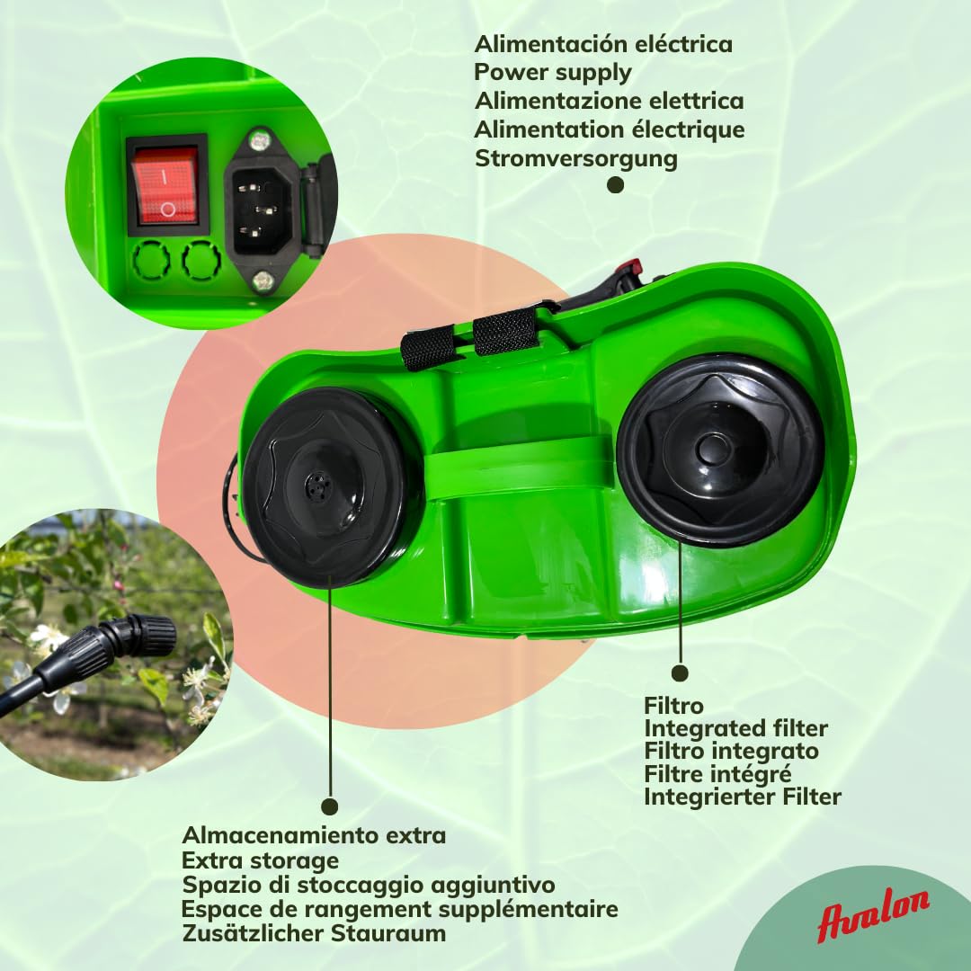 Avalon - Drucksprüher 16L, Bar Stärker Drucksprüher Akku 18V Batterien, Elektrischer Pflanzensprüher Einstellbare Sprühstärke. Ladegerät enthalten