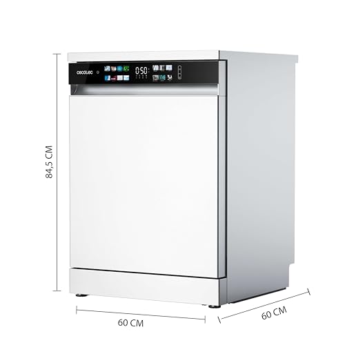 Cecotec Geschirrspüler 60 cm - Freistehend Bolero Aguazero 6210 D. 15 Bestecke, energieeffizient, XXL Fullcolor Display, drittes Fach, 14 Programme, Dual Zone Wash, verstellbares Fach, Weiß
