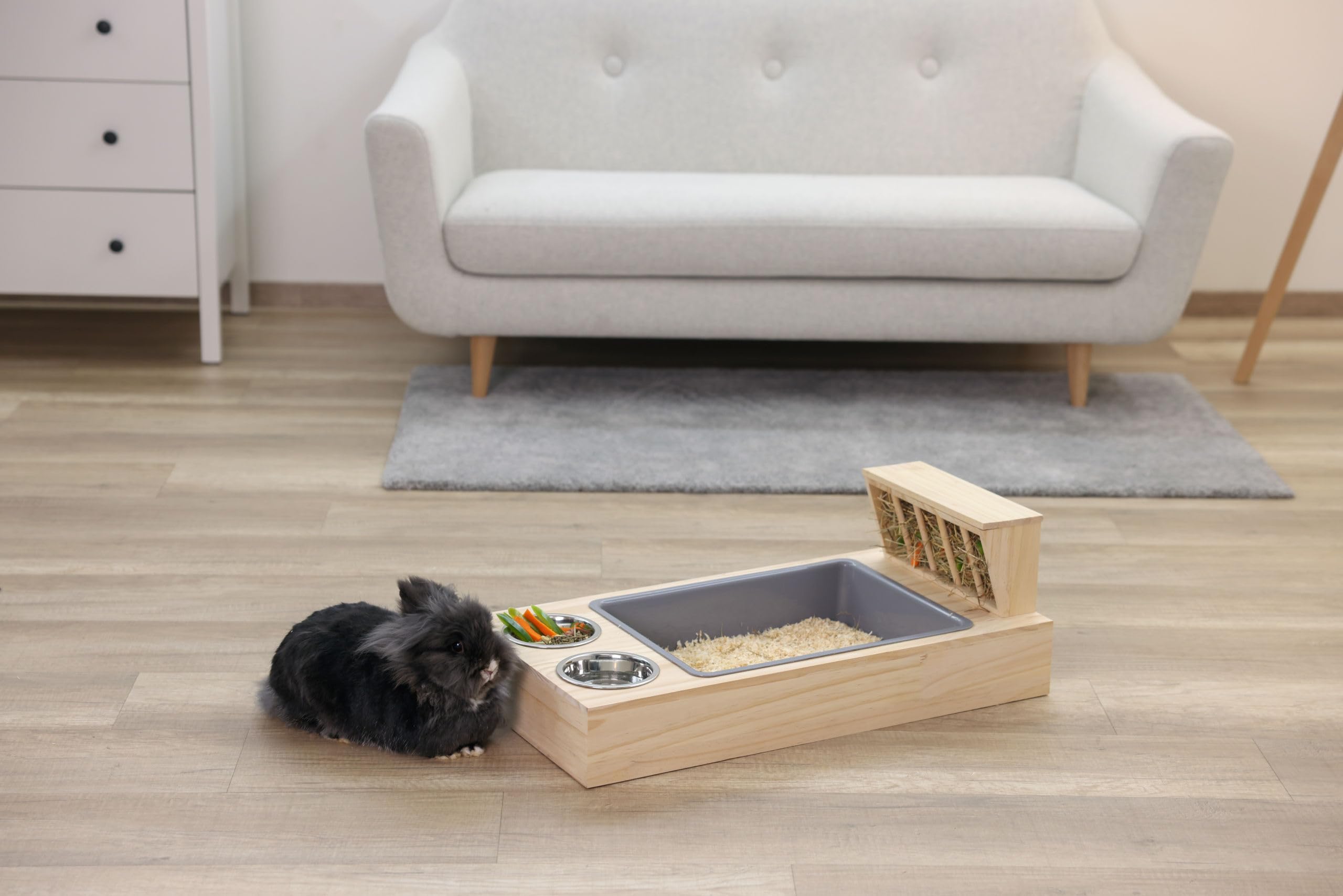 Kerbl Pet Buddel- und Futterstation, Fressstation, Buddelkiste, 70x36x24cm, Kiefernholz, Tierfütterung, Nager, für Innen- und Außenbereich