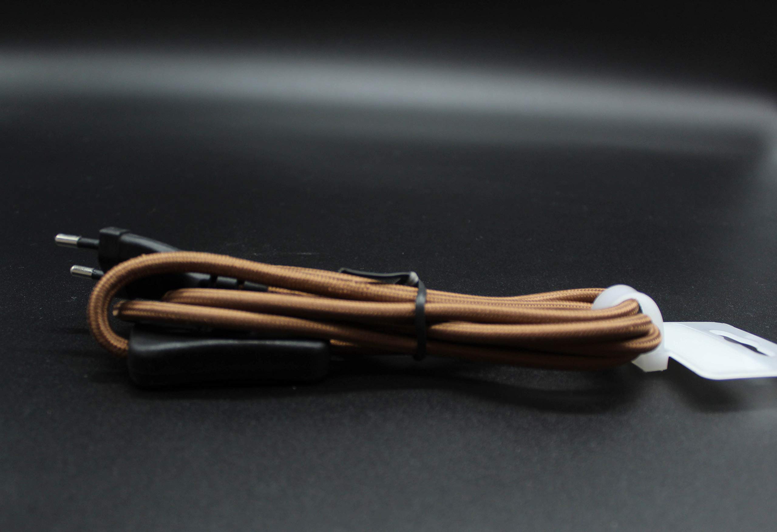 1,5m Textilanschluss braun - Kabel mit Durchgangsschalter