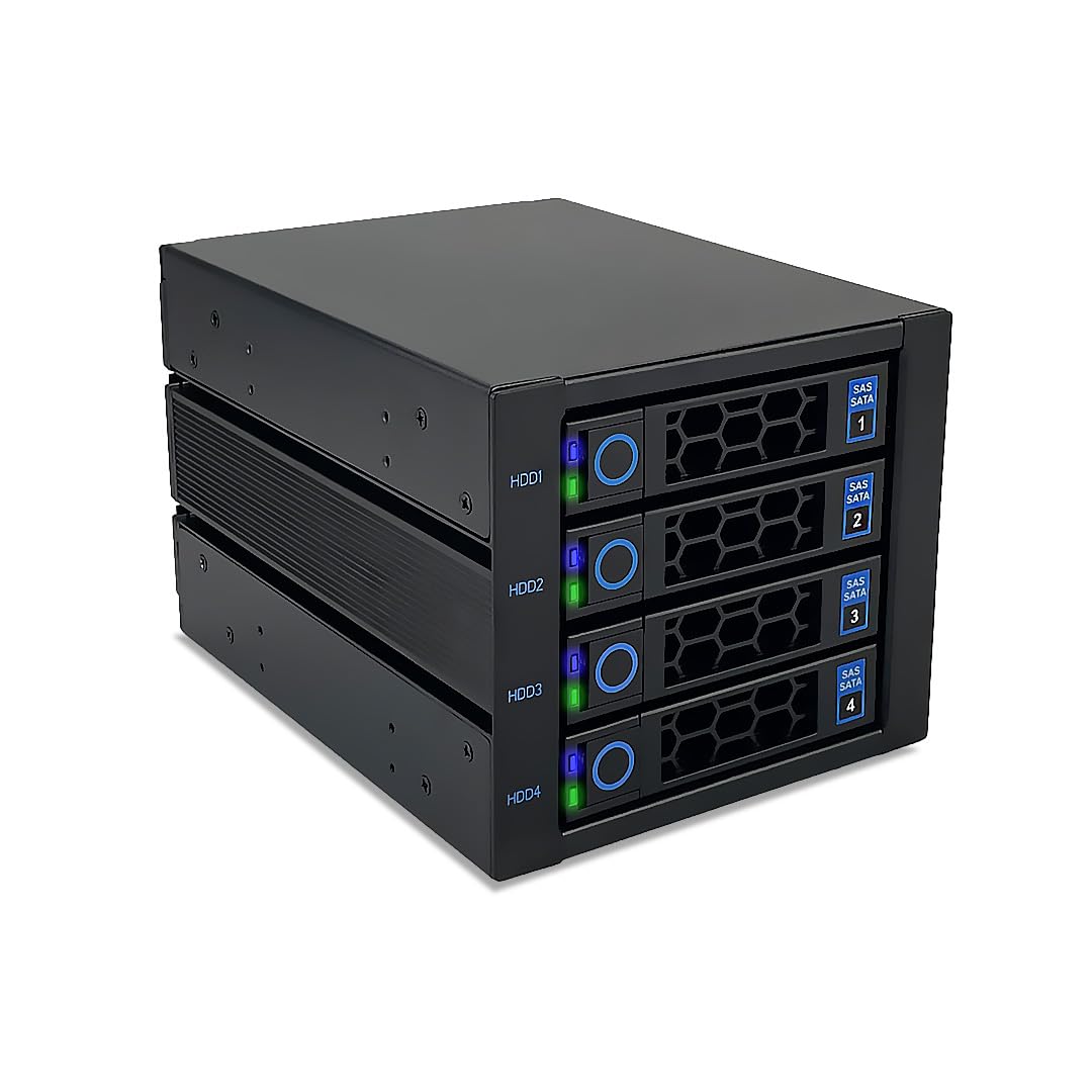 FANTEC WR-C3141-12G/6G SAS/SATA 12G/6G Backplane Gehäuse für 4× 3,5"/2,5" HDD/SSD auf Einschubträger in einem 3X 5,25" Modul