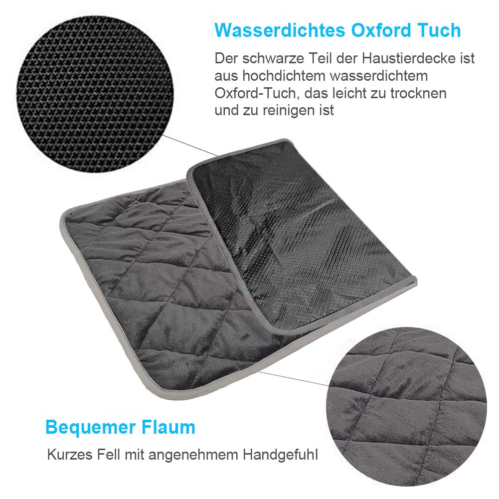Hundedecke Warm rutschfest Waschbar Weich Haustiermatte (Grau, L)