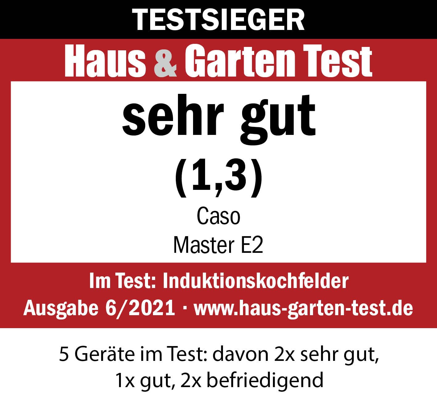 CASO Master E2 Induktionskochfeld, Testsieger Haus & Garten Test, Einbaukochfeld mit 2 Kochzonen, max. 2000-3500 Watt, Booster, Timer von 1-99 Min., Töpfe bis 26 cm