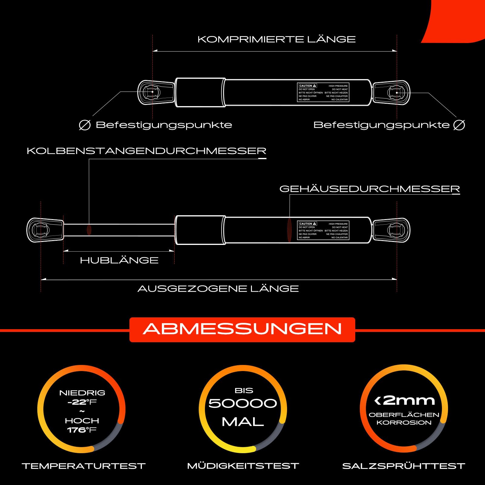 Frankberg 2x Gasfeder Dämpfer Heckklappe Kompatibel mit M.i.n.i Countryman Cooper R60 Kombi 2010-2016 Replace# 51249801386