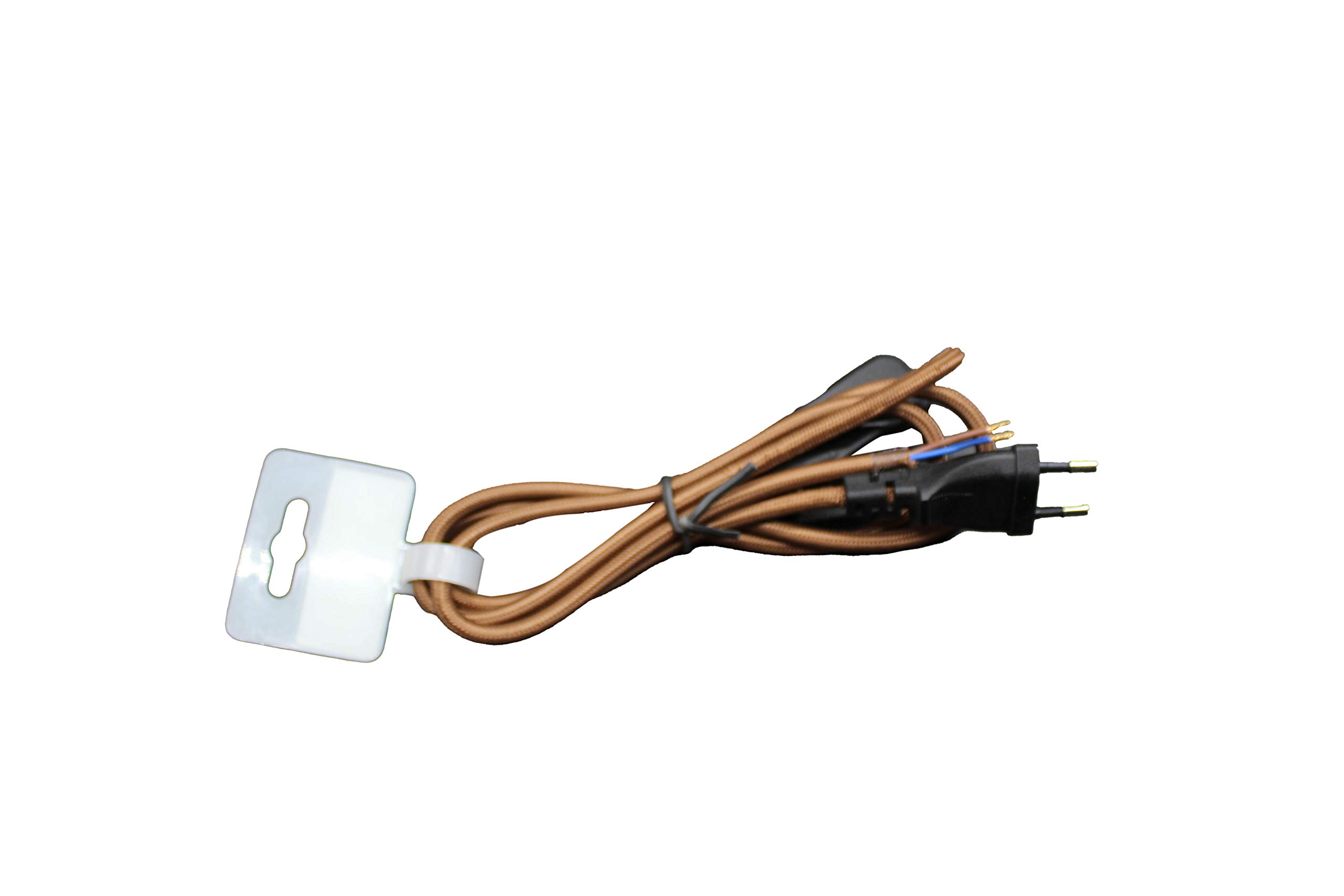 1,5m Textilanschluss braun - Kabel mit Durchgangsschalter