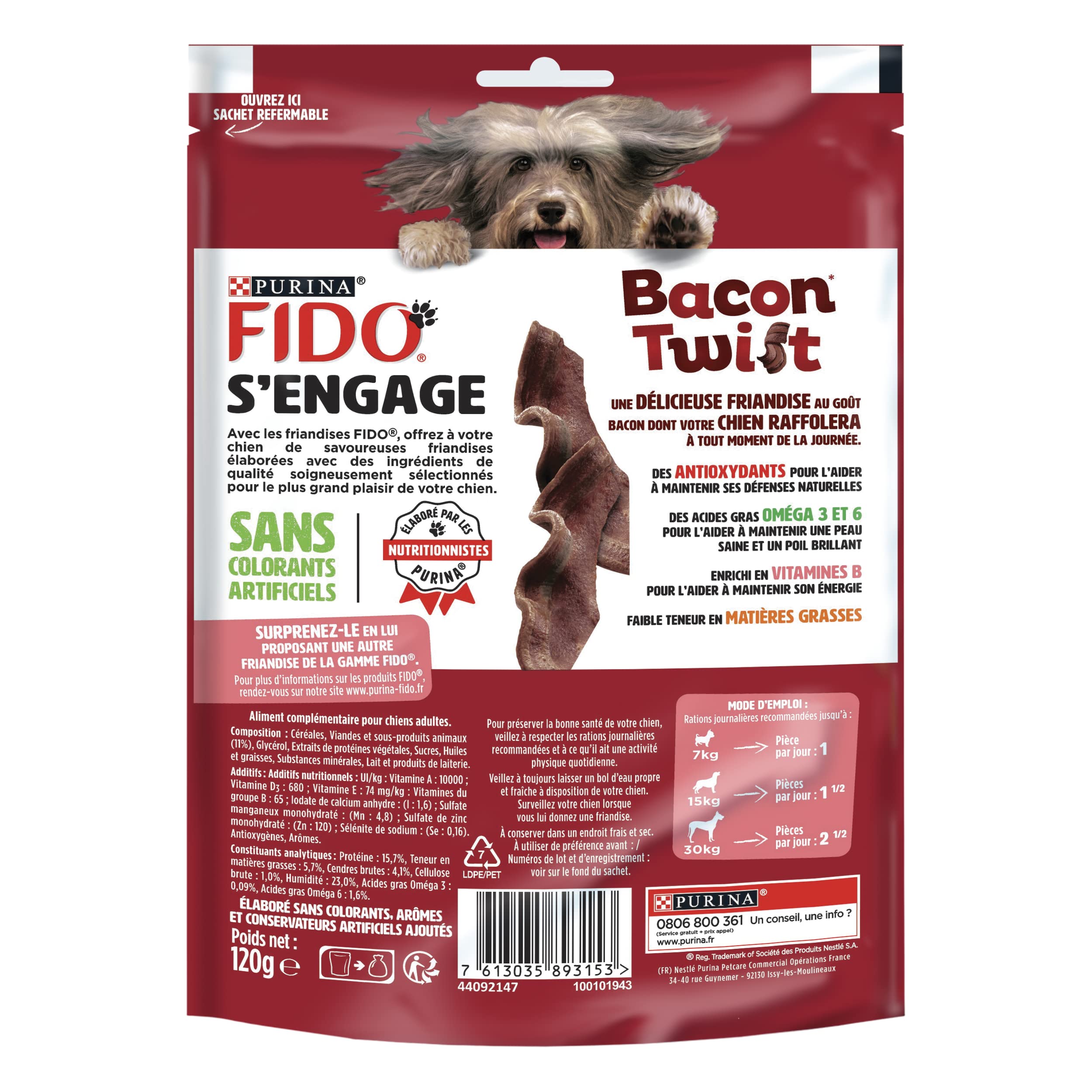 Fido Bacon Twist 120g - Hundeleckerli - 6er Pack